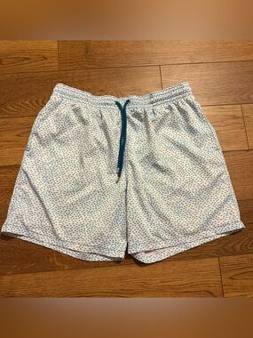 Capelle Men's Premium Compression-Lined Hybrid Swim Shorts Blue Fish XXL‎